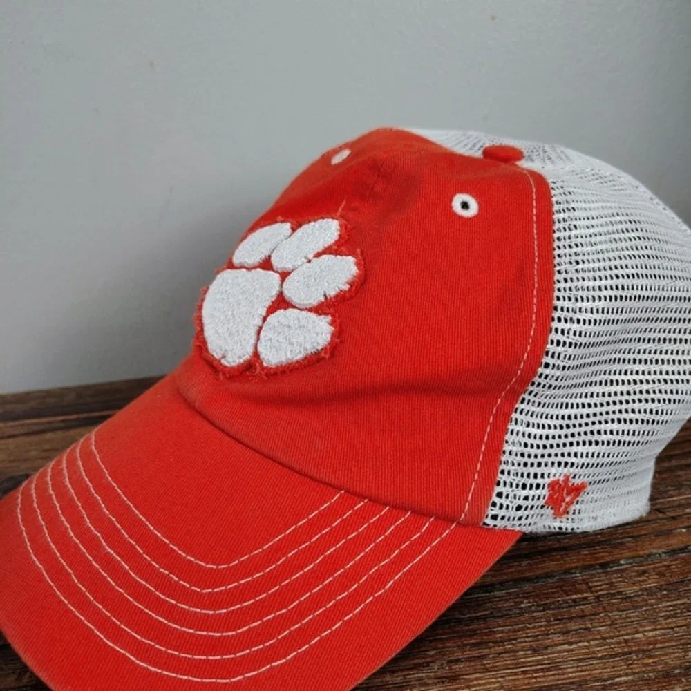47‎ Brand Clemson Tigers NCAA Trucker Hat Orange Mesh Stretch Fit Cap One Size